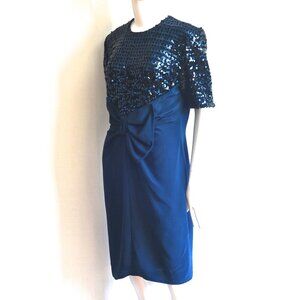 Luisa Spagnoli Midnight Blue Sequinned Cocktail Dress - Italy